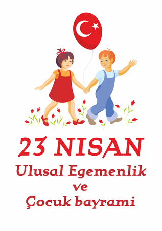 23 Nisan, Ulusal Egemenlik ve ?ocuk bayram?.Translation from Turkish: April 23, National Sovereignty and Children's Day. A vector illustration by a public holiday of Turkey.のイラスト素材