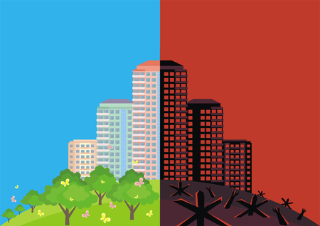 Template of the anti-war leaflet. Opposition of war of peaceful life. The vector can be used for production of booklets, posters.のイラスト素材