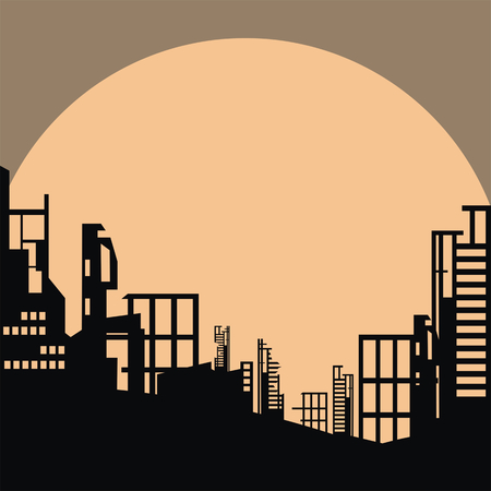 The city which has burned out, destroyed by bombings.のイラスト素材