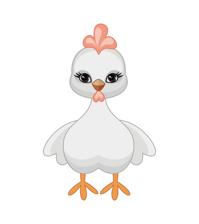 The vector image of a ridiculous hen in cartoon style isolated on a white backgroundのイラスト素材