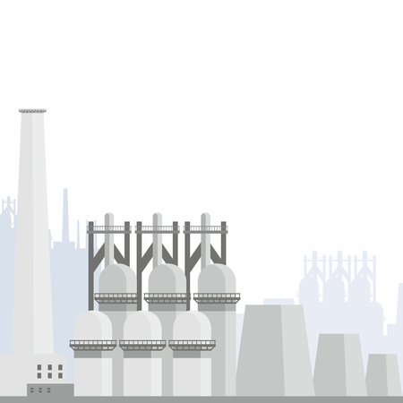 Industrial landscape with the image of a large metallurgical plant. Vector background.のイラスト素材
