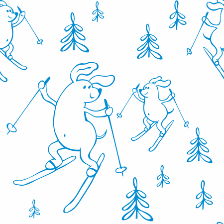 Children's seamless pattern in cartoon style with cute dogs. Father's day vector background.のイラスト素材