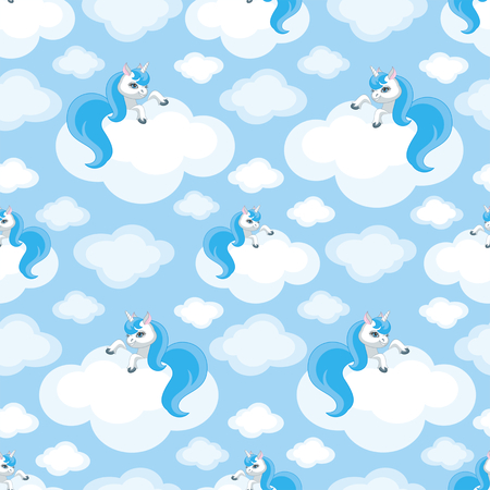 Fairy children seamless pattern with the image of cute unicorns. Colorful vector backgroundのイラスト素材