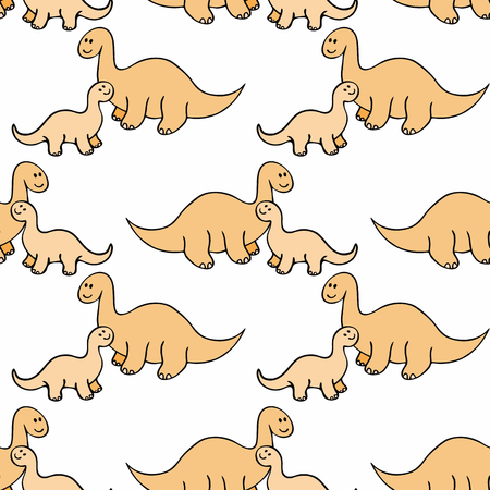 Childrens colorful seamless pattern with the image of funny dinosaursのイラスト素材