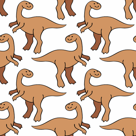 Childrens colorful seamless pattern with the image of funny dinosaursのイラスト素材