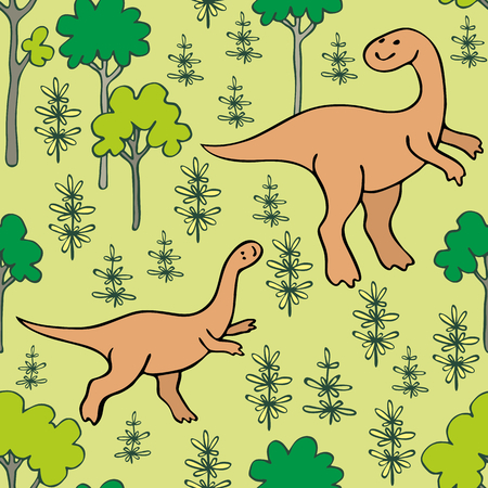 Childrens colorful seamless pattern with the image of funny dinosaursのイラスト素材