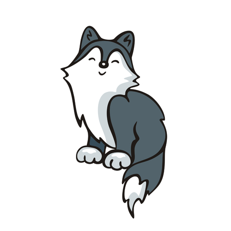 Funny husky dog. Vector illustration in cartoon style.のイラスト素材