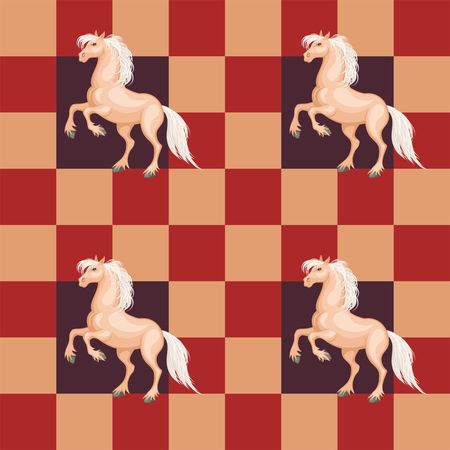 Seamless pattern with a realistic image of beautiful horses. Vector background.のイラスト素材