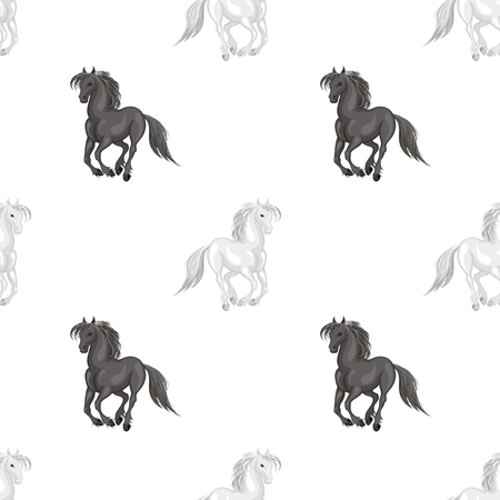 Seamless pattern with a realistic image of beautiful horses. Vector background.のイラスト素材