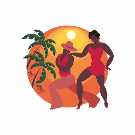lady and gentleman dance Latin America salsaのイラスト素材