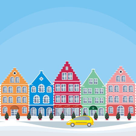 The image of a winter town. Vector background.のイラスト素材