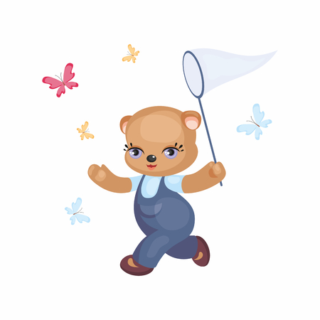 The image of a cute Teddy bear in a cartoon style. Vector illustration on a white background.のイラスト素材