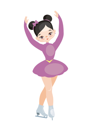 The image of the dancing girl of the figure skater in a beautiful dress. The vector illustration isolated on a white background.のイラスト素材