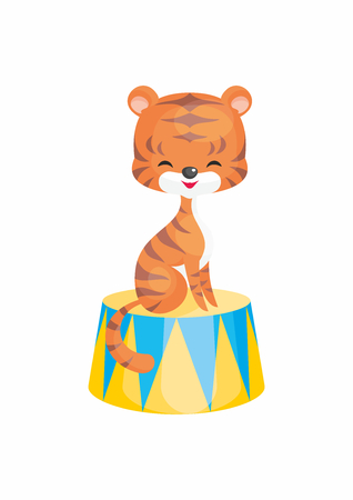 A Vector image of a trained circus animal in a cartoon style. Colorful illustrations isolated on white background.のイラスト素材