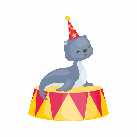 A Vector image of a trained circus animal in a cartoon style. Colorful illustrations isolated on white background.のイラスト素材
