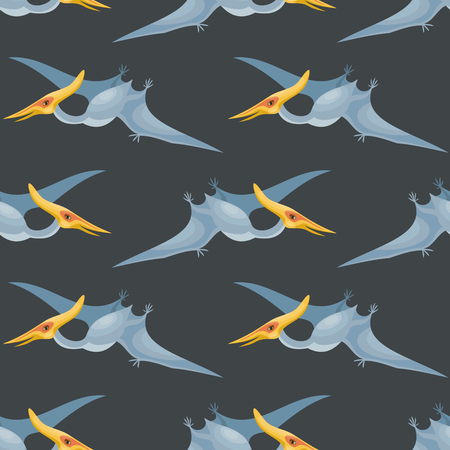 Colorful seamless pattern with the image of funny dinosaurs in cartoon style. Vector background.のイラスト素材