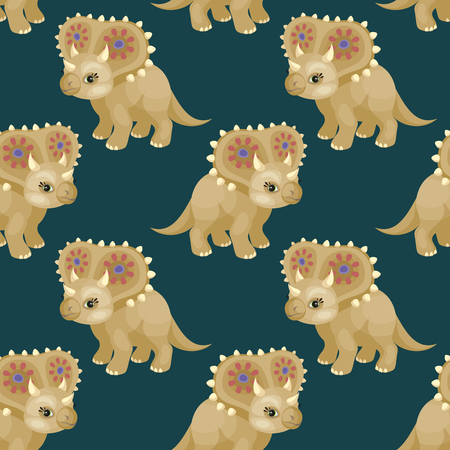 Colorful seamless pattern with the image of funny dinosaurs in cartoon style. Vector background.のイラスト素材