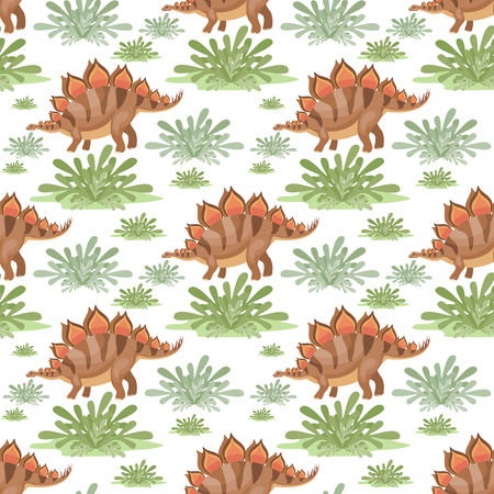 Colorful pattern with the image of funny dinosaurs in cartoon style.のイラスト素材