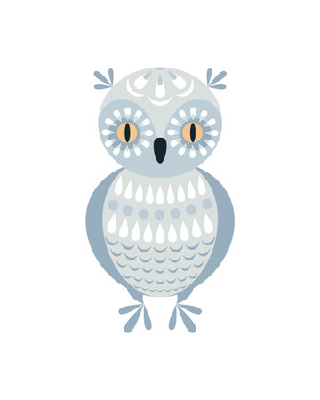 Cute owl in ethnic style. Colorful vector illustration isolated on white background.のイラスト素材