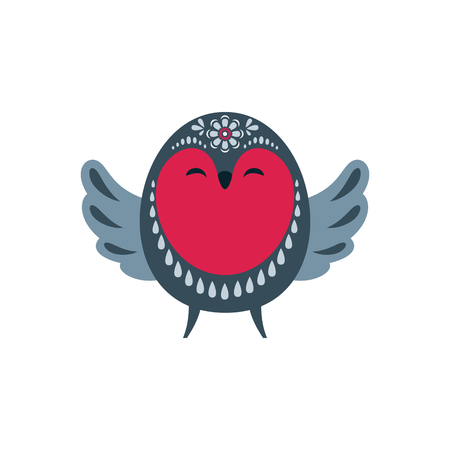 Cute bird in ethnic style. Vector illustration isolated on a white background.のイラスト素材