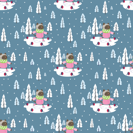 Funny seamless pattern with cheerful cats. Vector background.のイラスト素材