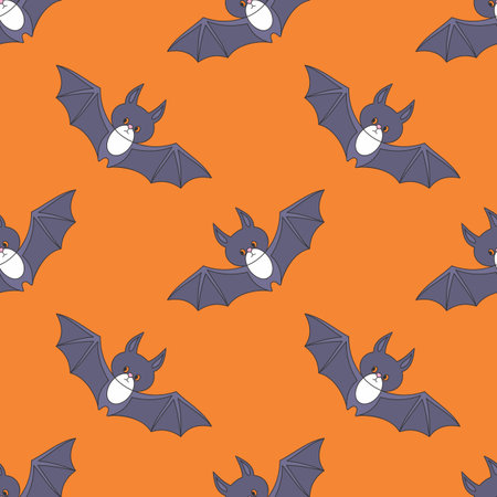 Halloween seamless patterns with cute characters. Colorful vector background