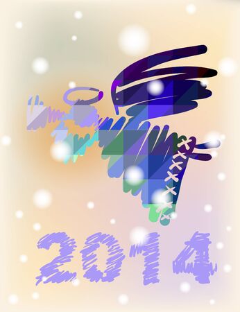 Christmas angel and New Year hand-painted decorationの写真素材