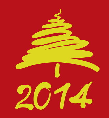 Christmas and New Year hand-painted decoration with Christmas treeの写真素材