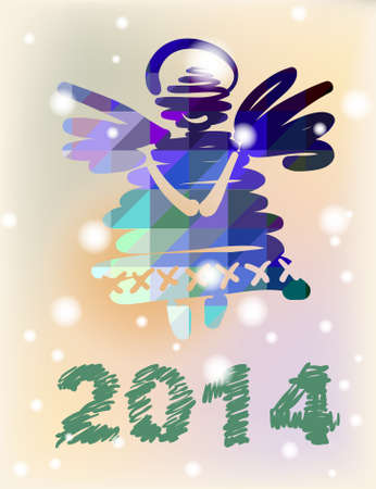 Christmas angel and New Year hand-painted decorationの写真素材