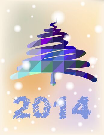 Christmas and New Year hand-painted decoration with Christmas treeの写真素材