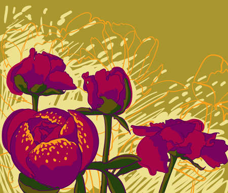  decorative image peony flowersの写真素材
