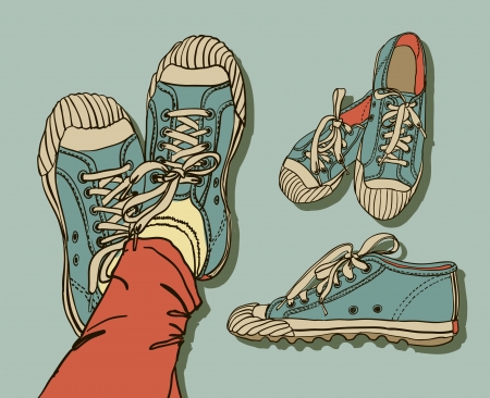 colored pattern gym shoes setの写真素材