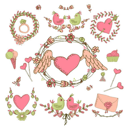 Vintage frames and decorative elementsのイラスト素材