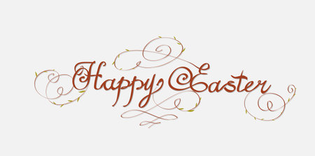 HAPPY EASTER hand lettering - handmade calligraphy; scalable and editable vector illustrationのイラスト素材