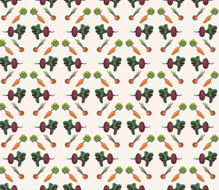 Illustration with growing vegetables - beetroot, potato, carrot, garlic and onionのイラスト素材