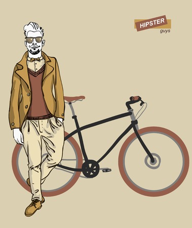vector illustration of young and a bikeのイラスト素材