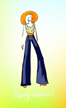 Illustration of a girl. Template for design and decorationのイラスト素材