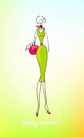 Illustration of a girl. Template for design and decorationのイラスト素材