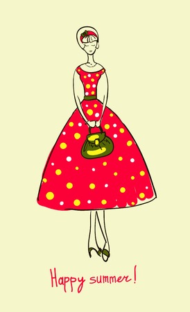 Illustration of a girl. Template for design and decorationのイラスト素材