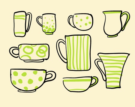 Set of coffee cups illustrationのイラスト素材