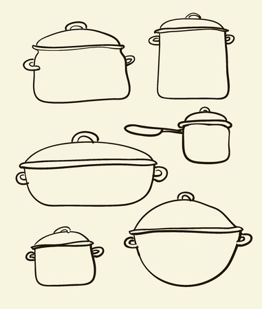 a Cookware set of Retro illustration のイラスト素材