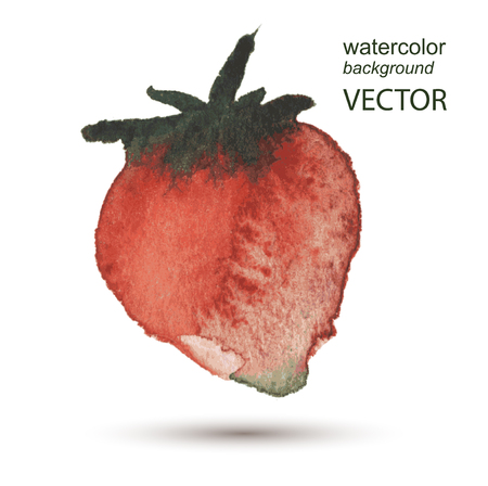 Abstract vector strawberry watercolor textured hand painted backgroundのイラスト素材