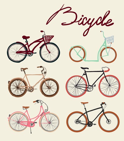 Vintage bicycle set. illustration of  vintage bicycleのイラスト素材