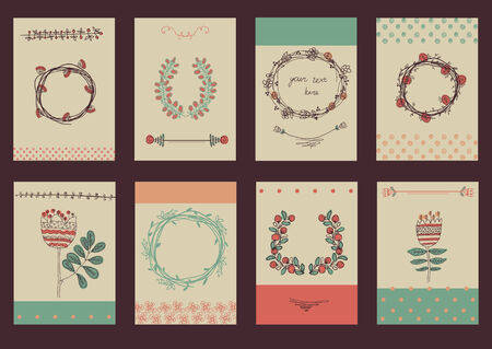 Big set of floral graphic design elements graphic, wreaths, ribbons and labels. for greeting card.のイラスト素材