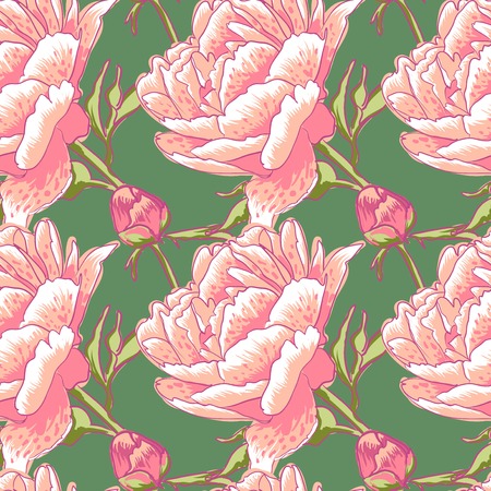 vector background Seamless floral background with peoniesのイラスト素材