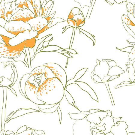 vector background Seamless floral background with peoniesのイラスト素材