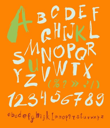 alphabet and numbers hand drawn in vector  Handwritten alphabetのイラスト素材