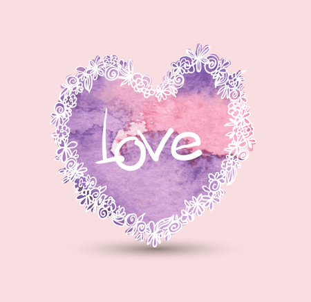 Heart from paper Valentines day card vector backgroundのイラスト素材