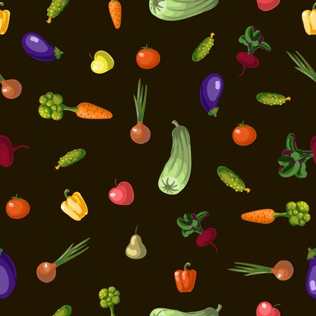 Illustration with growing vegetables - beetroot, potato, carrot, garlic and onionのイラスト素材