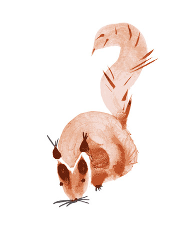 watercolor squirrel. Watercolor hand drawn brush vectorのイラスト素材